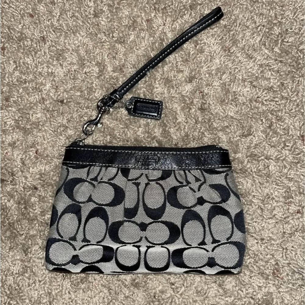 Coach Black and Gray Signature Wristlet